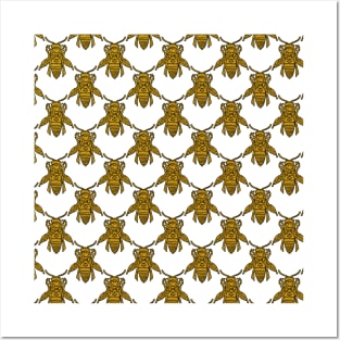 Golgen Bees Pattern Posters and Art